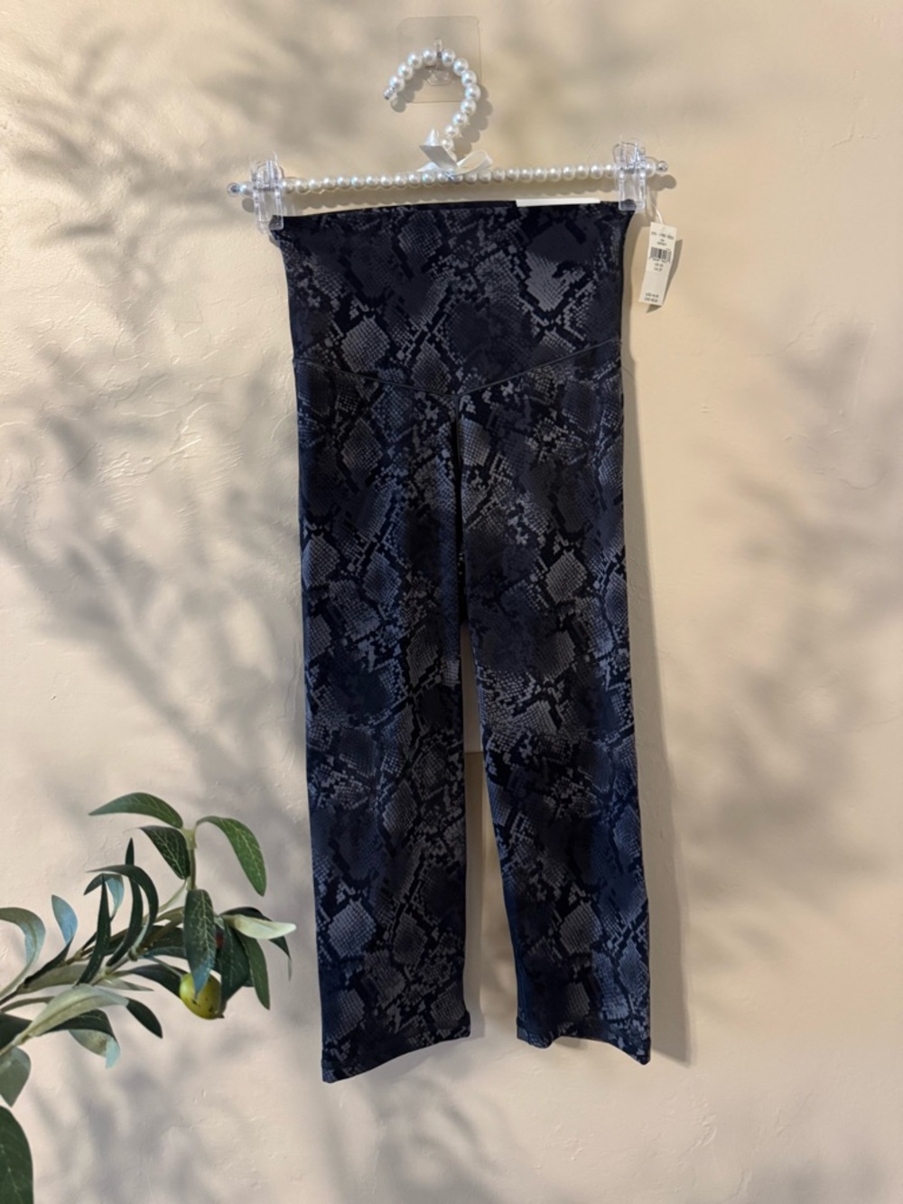 High-Waist Snake Print Leggings - Black & Gray